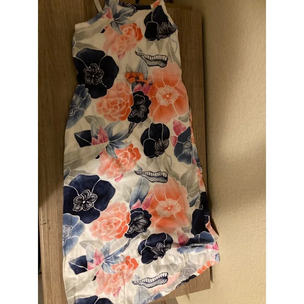Gymboree Floral Print Maxi Dress Pink White Blue Xtra Small 4 Long Easter Spring